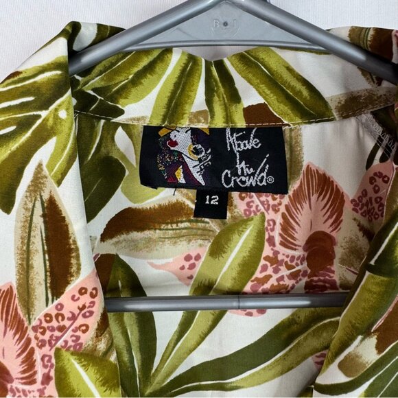 Above the crowd button up tropical cheetah Floral Leaf Print Short Sleeve Shirt - Picture 5 of 8